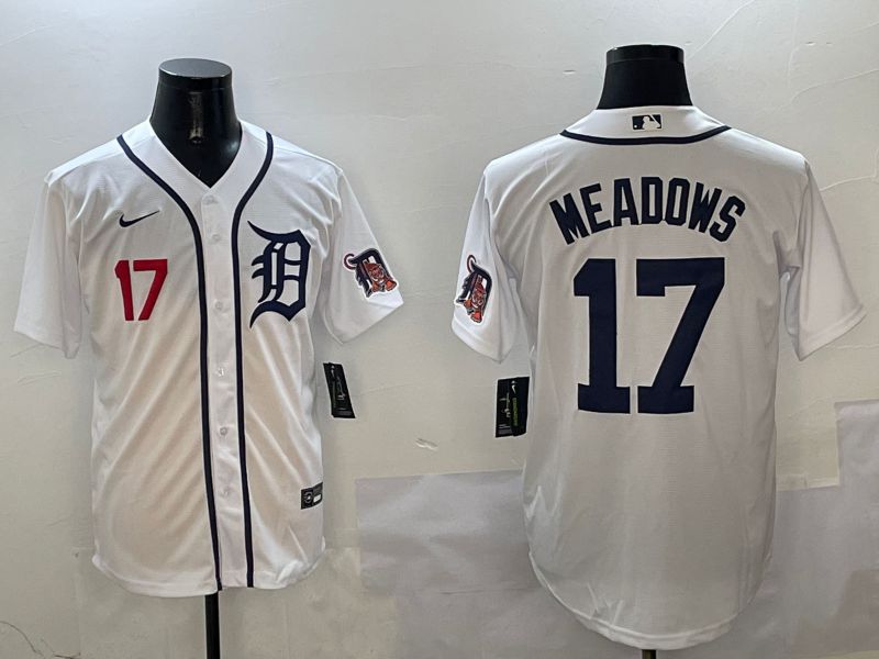 Men Detroit Tigers #17 Meadows White Game 2025 Nike MLB Jersey style 3114
